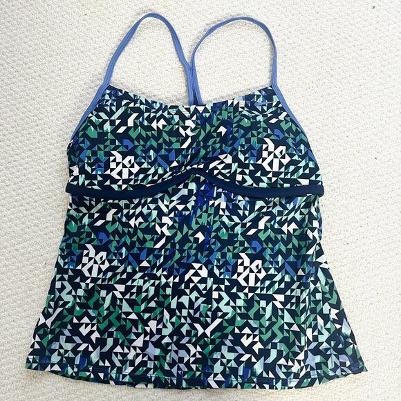 Nike Blue Green Geometric Tankini Large - Picture 1 of 4
